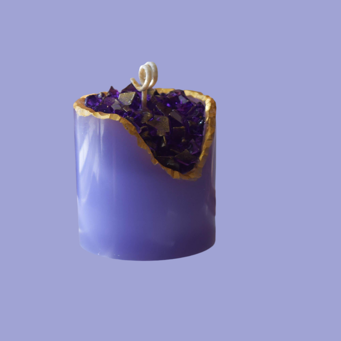 Amethyst Crystal Candle – Handmade Wax Geode