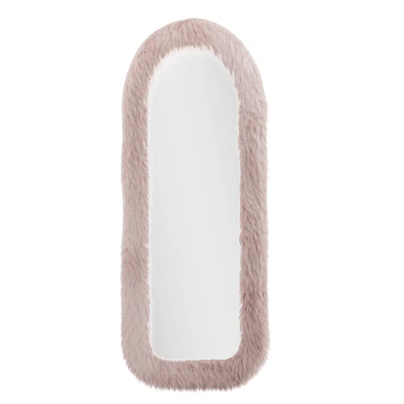 Pink Arch Plush Framed Creamy Bedroom Full Length Mirror