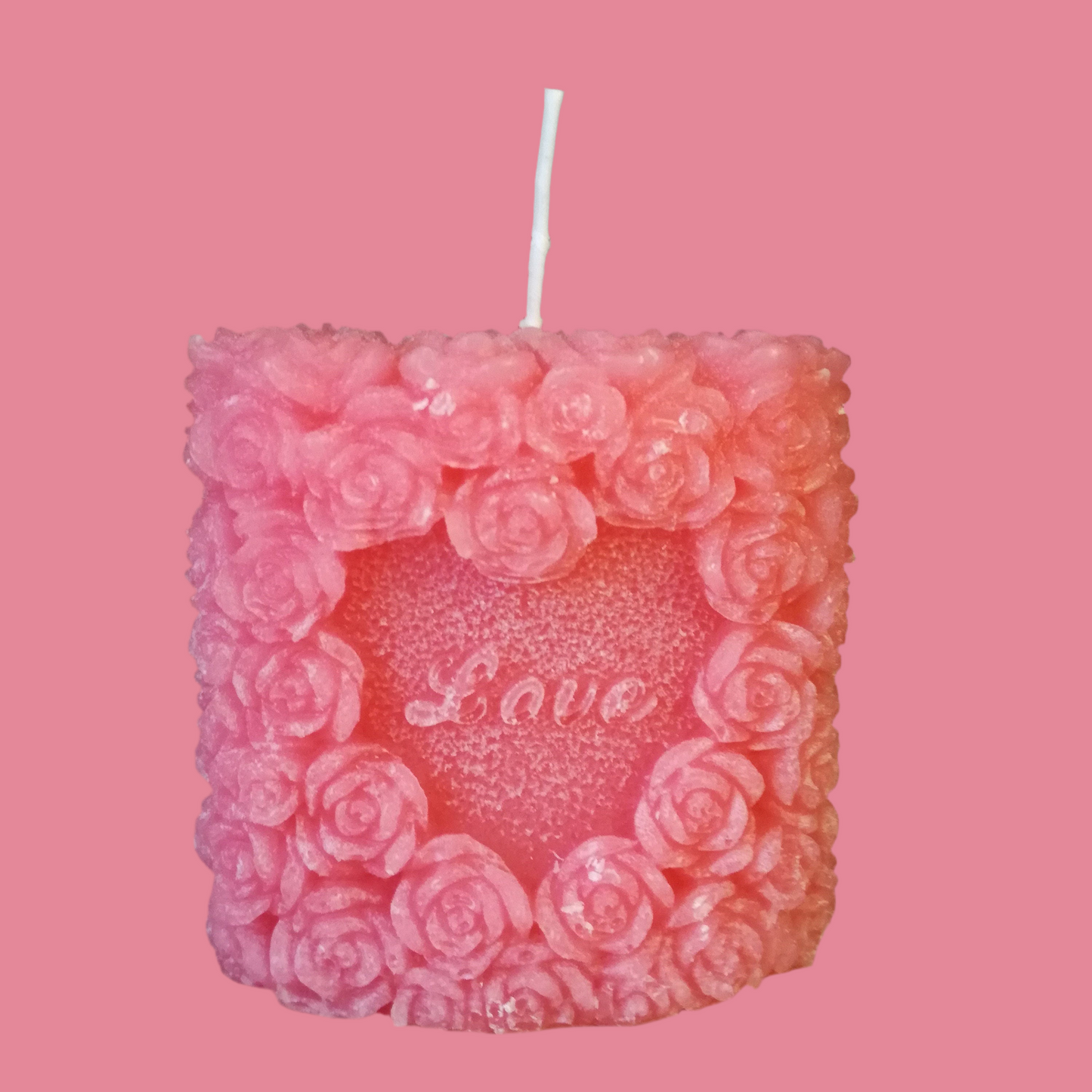 Candle Roses Pink 7 cm Oval Love Heart Love