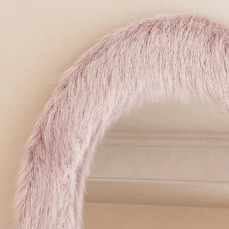 Pink Arch Plush Framed Creamy Bedroom Full Length Mirror