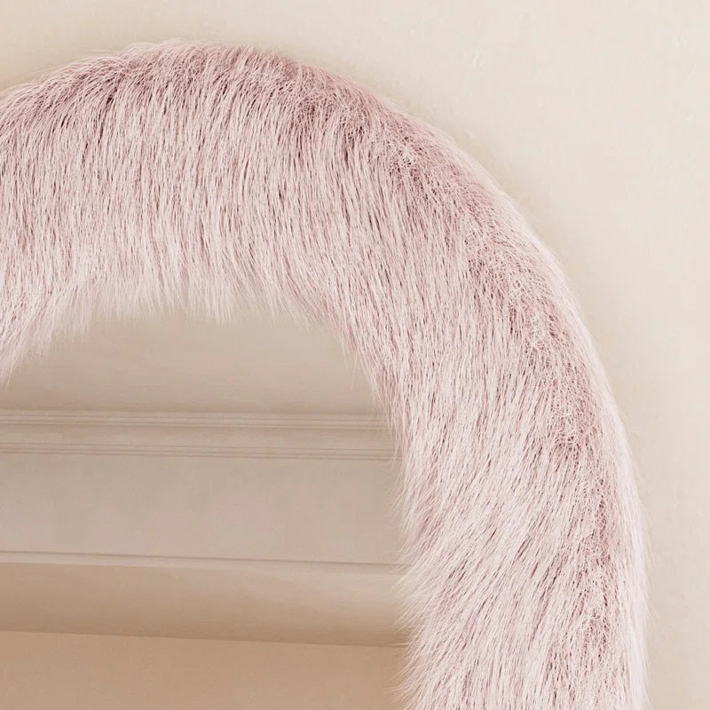 Pink Arch Plush Framed Creamy Bedroom Full Length Mirror