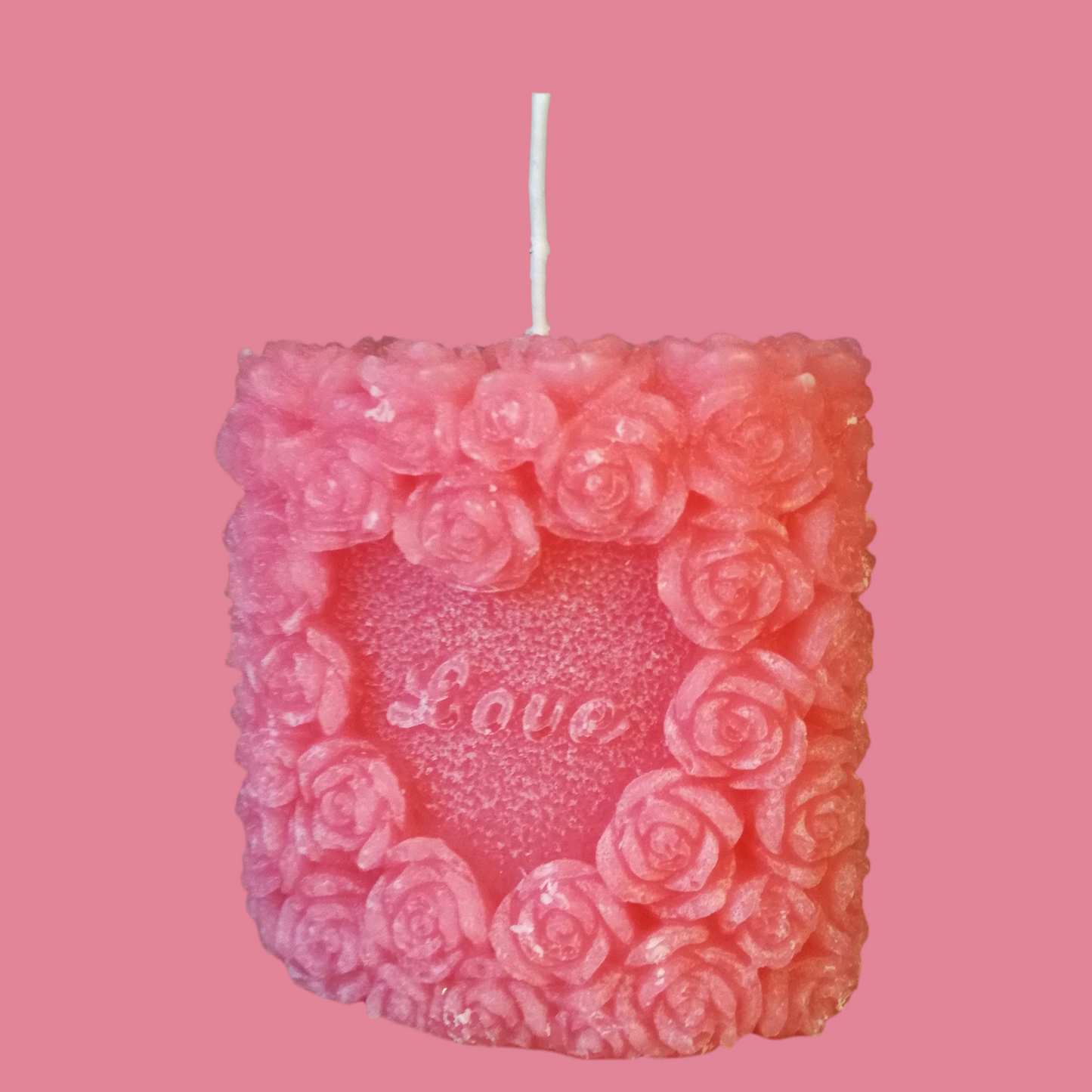 Candle Roses Pink 7 cm Oval Love Heart Love