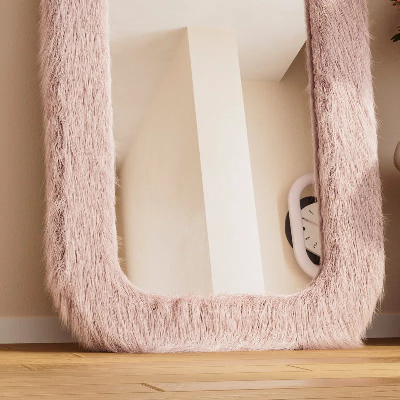 Pink Arch Plush Framed Creamy Bedroom Full Length Mirror
