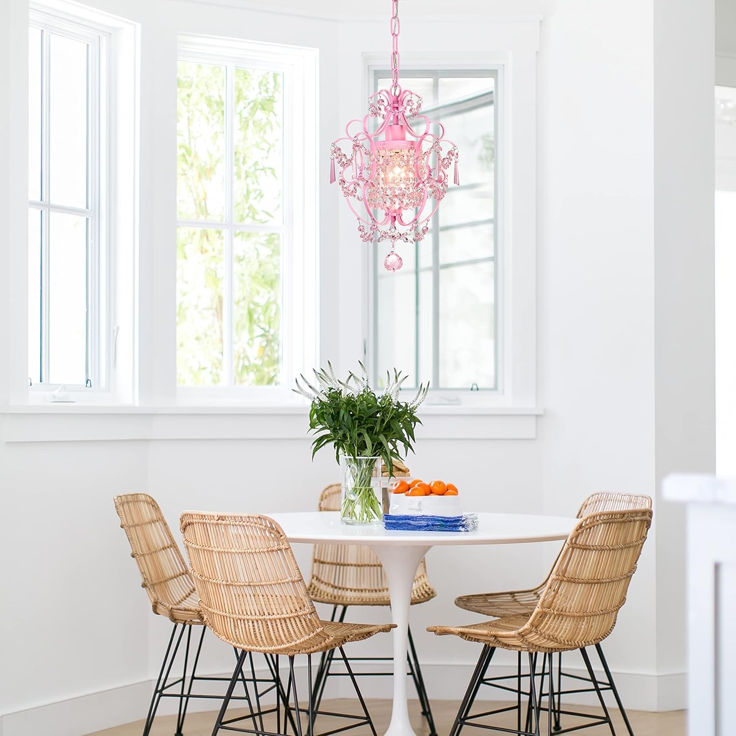 Modern Crystal Pendant Light ,Hanging Lamp for Girls Room Bedroom and Living Rooms