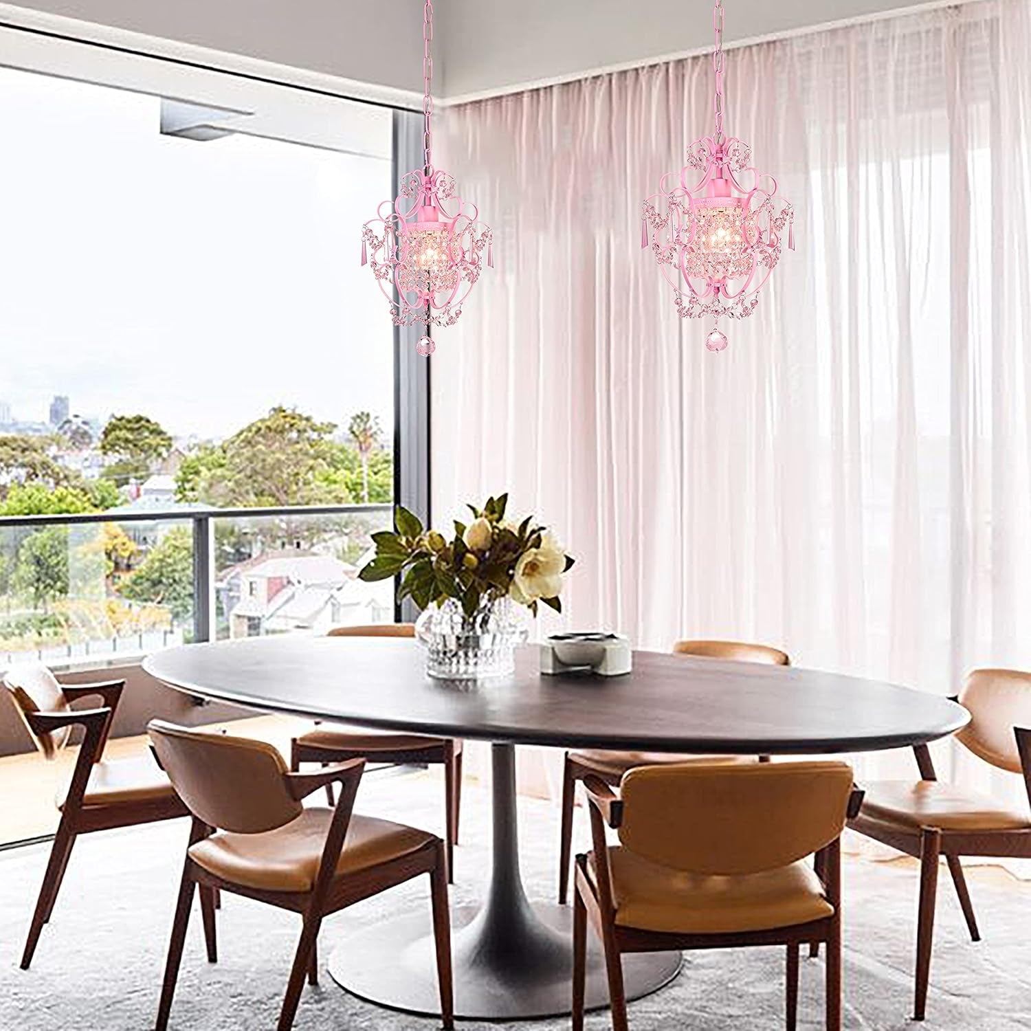 Modern Crystal Pendant Light ,Hanging Lamp for Girls Room Bedroom and Living Rooms