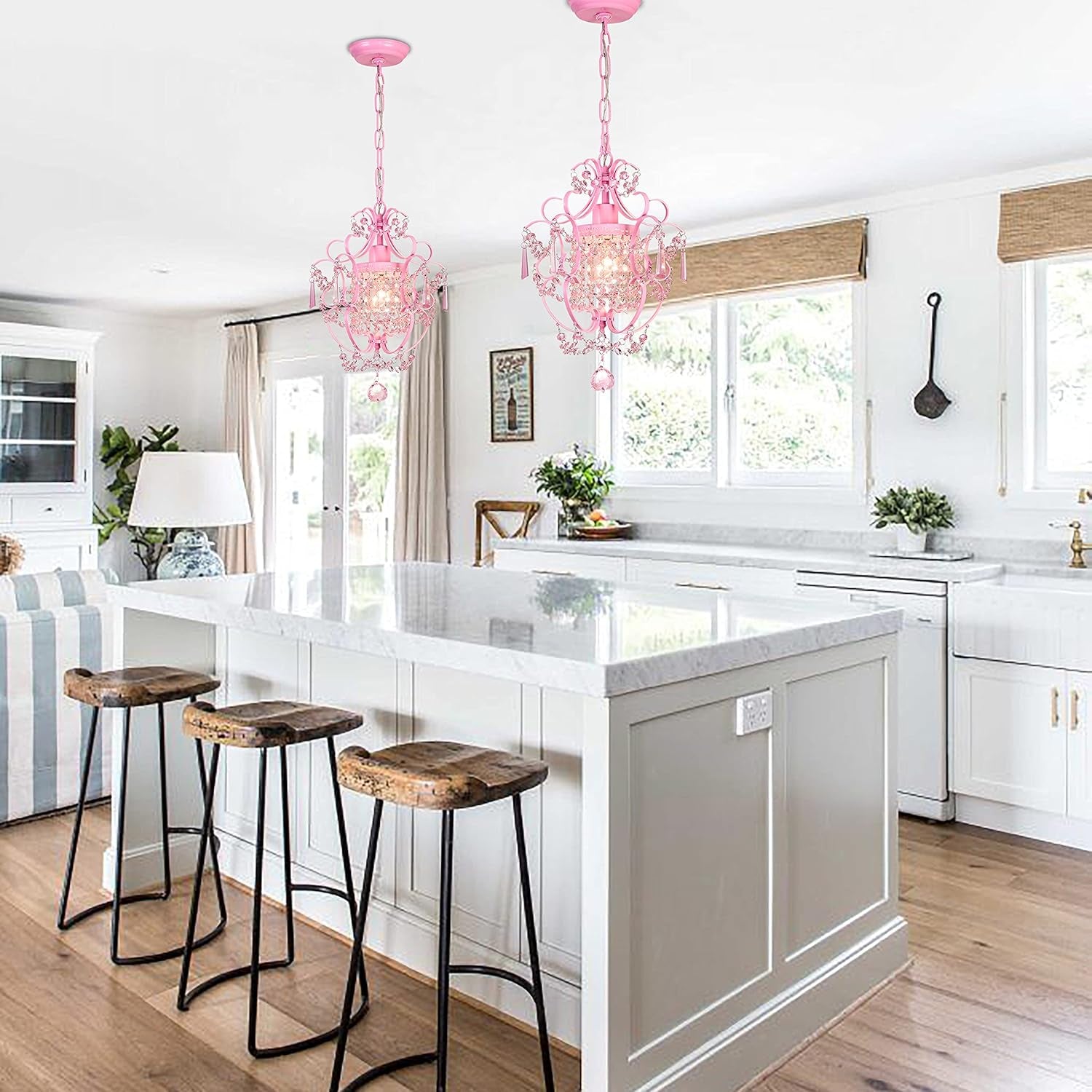 Modern Crystal Pendant Light ,Hanging Lamp for Girls Room Bedroom and Living Rooms