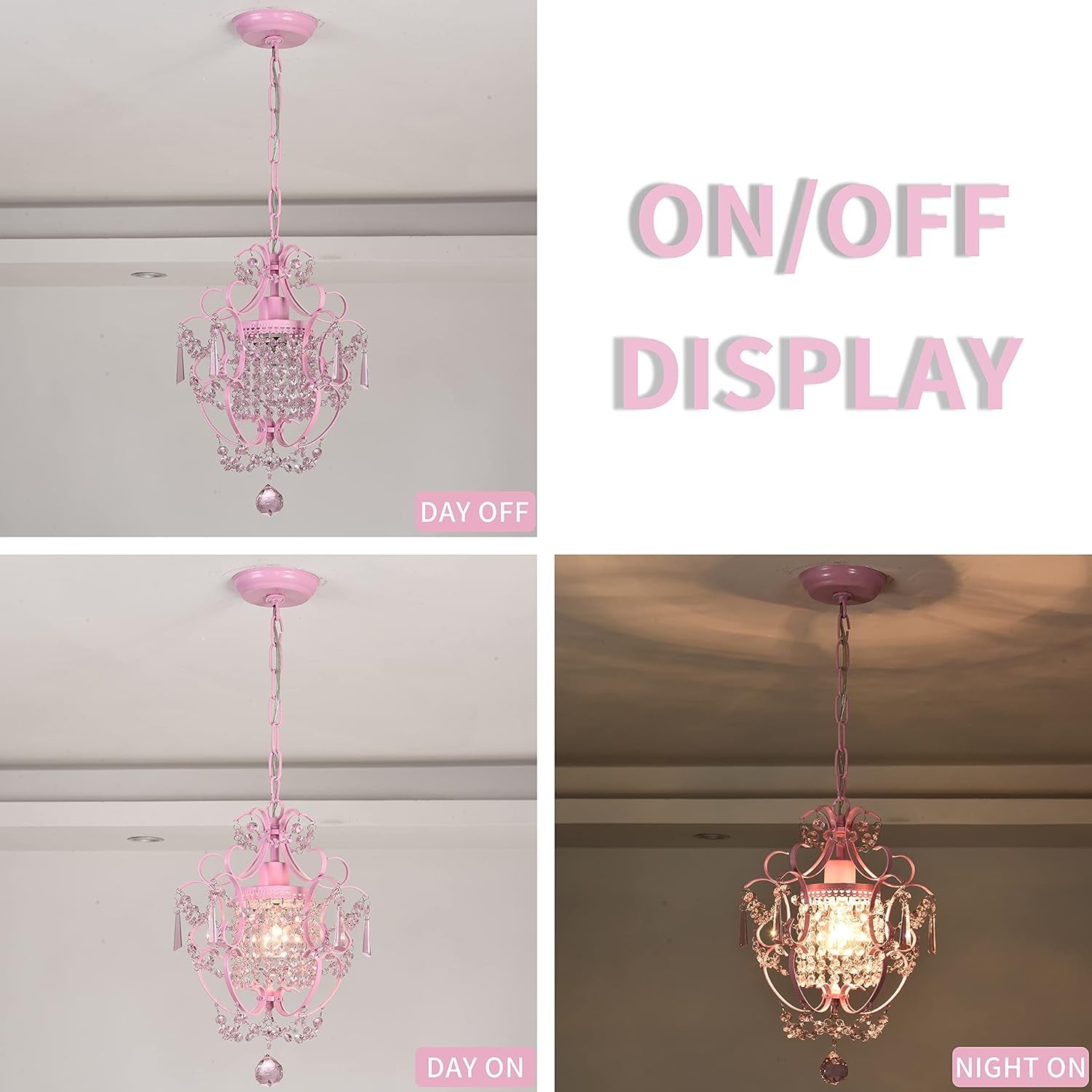 Modern Crystal Pendant Light ,Hanging Lamp for Girls Room Bedroom and Living Rooms
