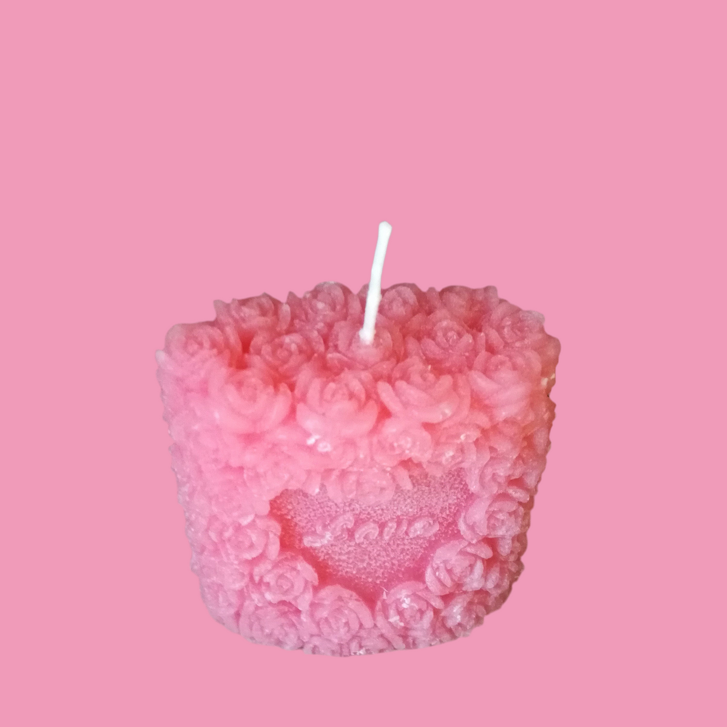 Candle Roses Pink 7 cm Oval Love Heart Love