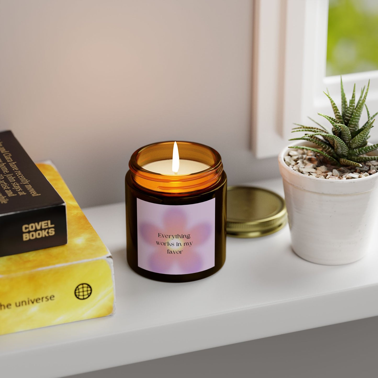 EVERYTHING WORKS IN MY FAVOR Scented Candles, Coconut Apricot Wax (4oz, 9oz)