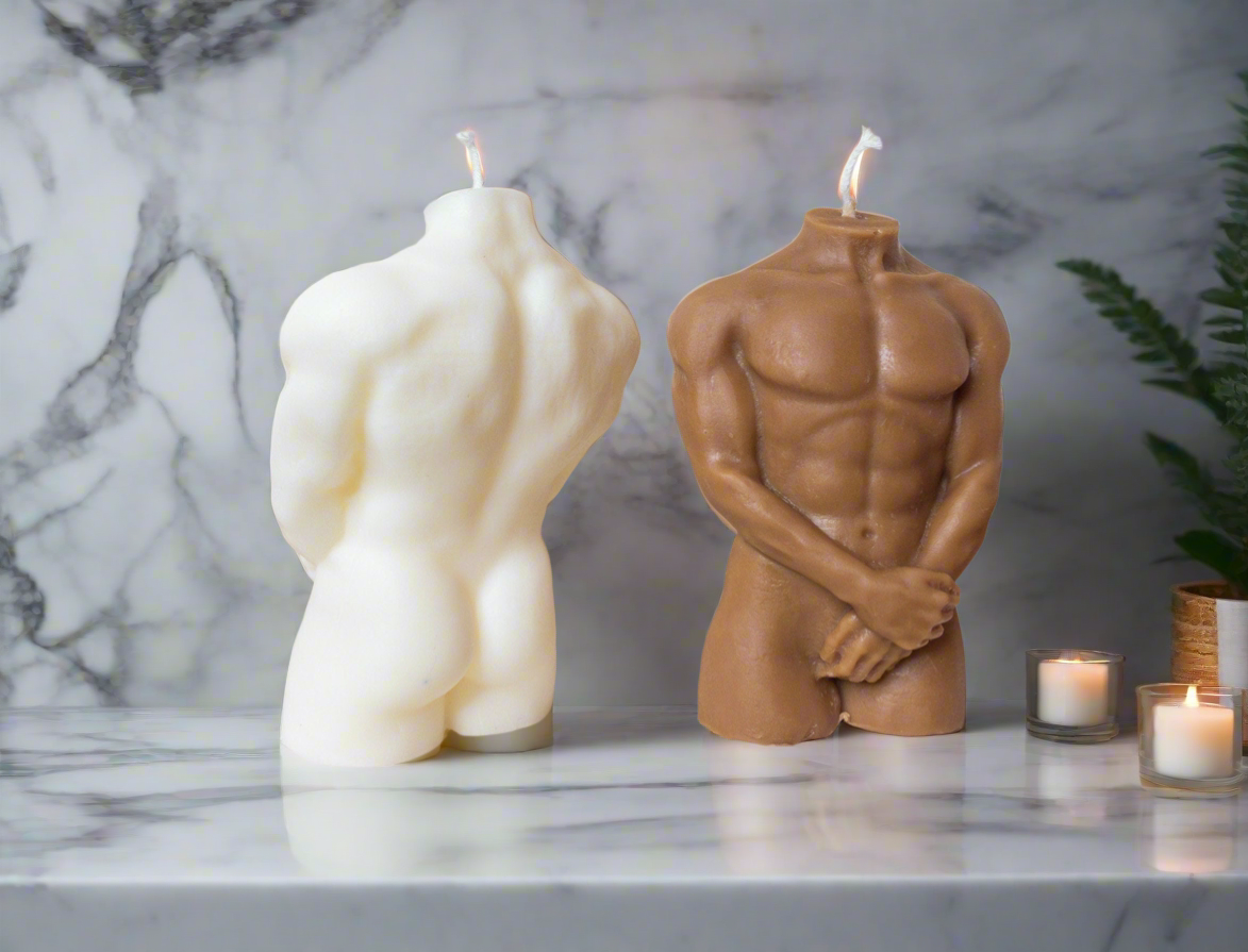 Naked Male Body Candle With Arms | Man Chest | Torso | Fit Torso Gift Idea | Set | HandMade | Scented | Variations | UK Muscle
