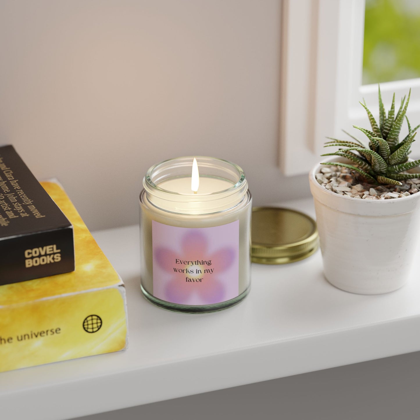 EVERYTHING WORKS IN MY FAVOR Scented Candles, Coconut Apricot Wax (4oz, 9oz)