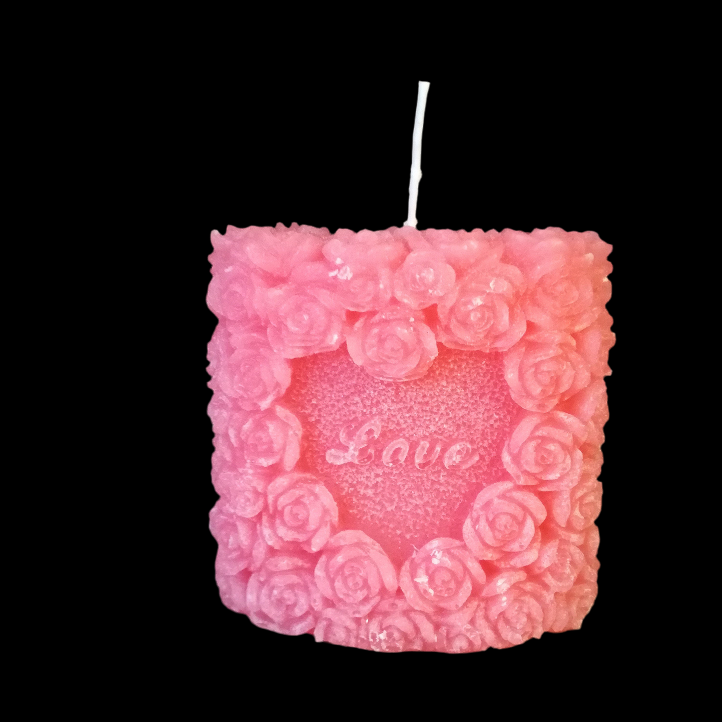 Candle Roses Pink 7 cm Oval Love Heart Love
