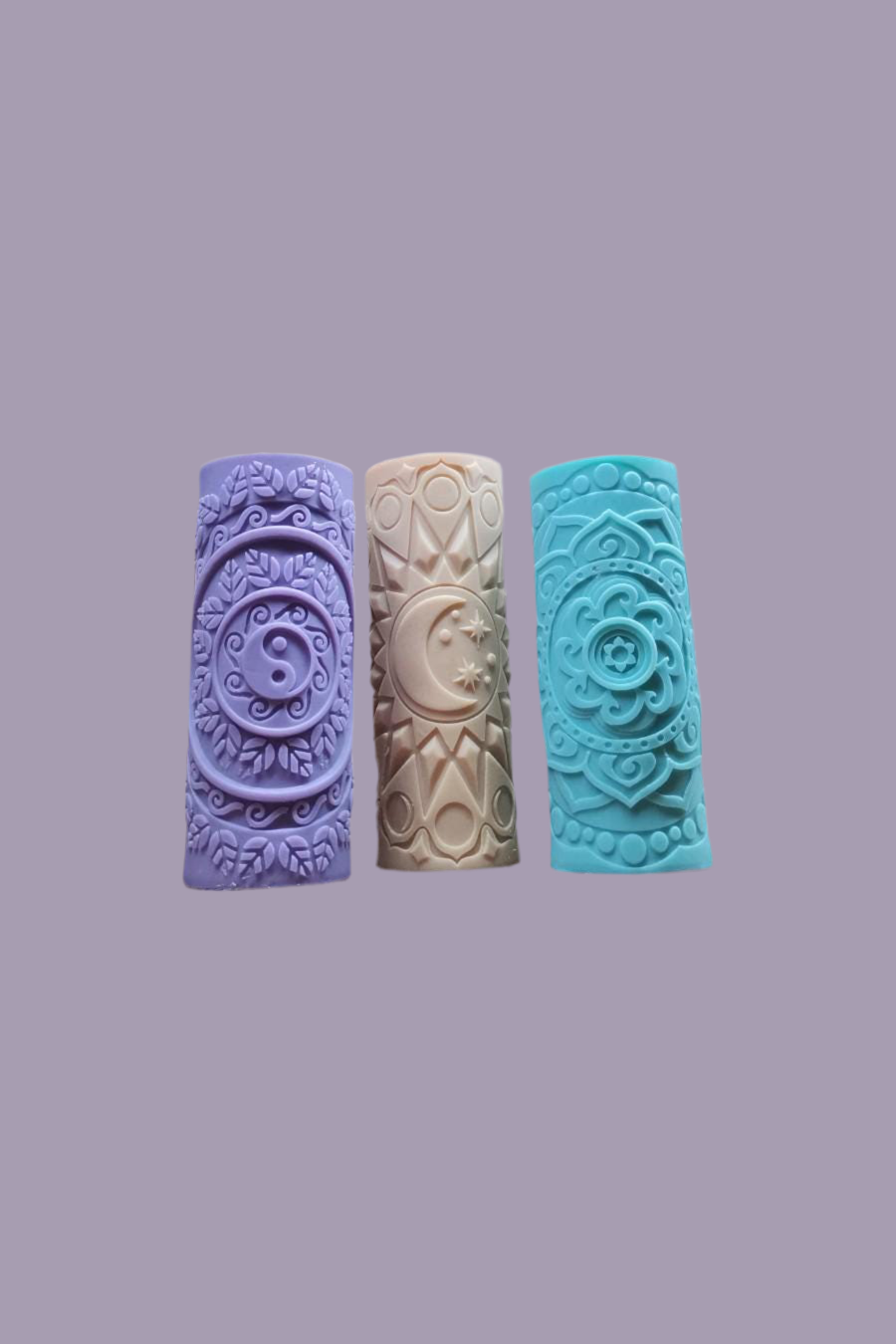 3-Pack Decorative Scented Organic Soy Candle with Mandala & Chakra Pattern